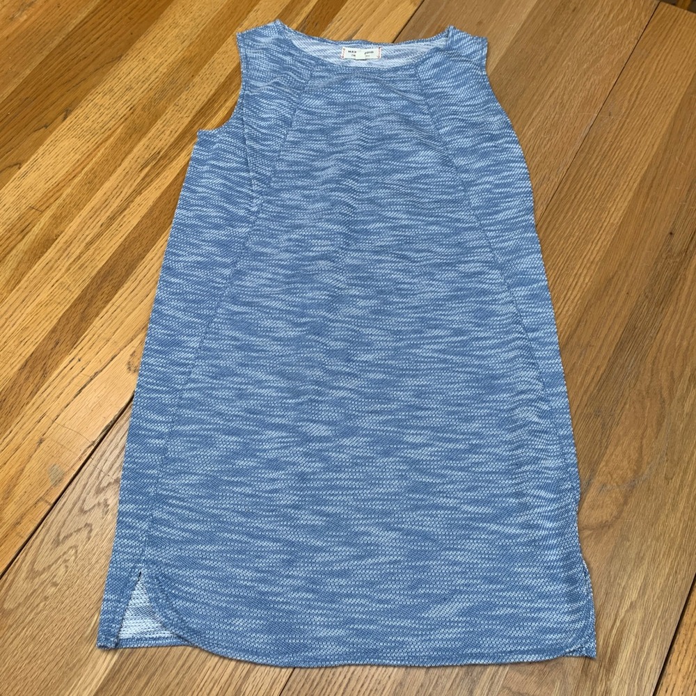 Max Studio Weekend Womens Blue Space Dye Sleeveless Knit Shift Dress XS 6905R67